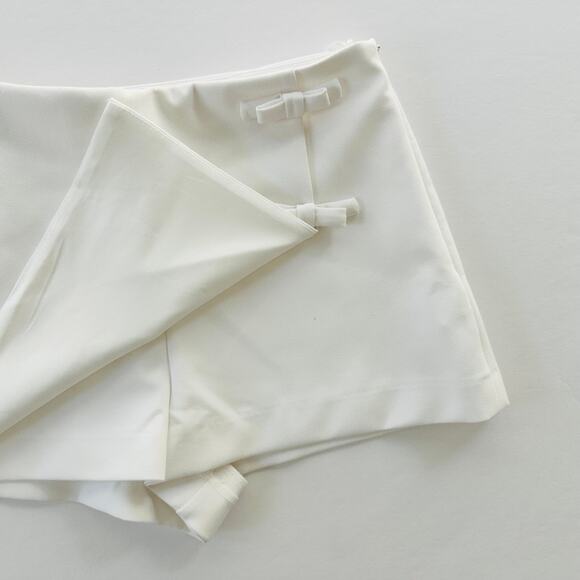 ZARA White Skort NEW Size Large Mini Bow Cute Y2K Shorts - Picture 3 of 6